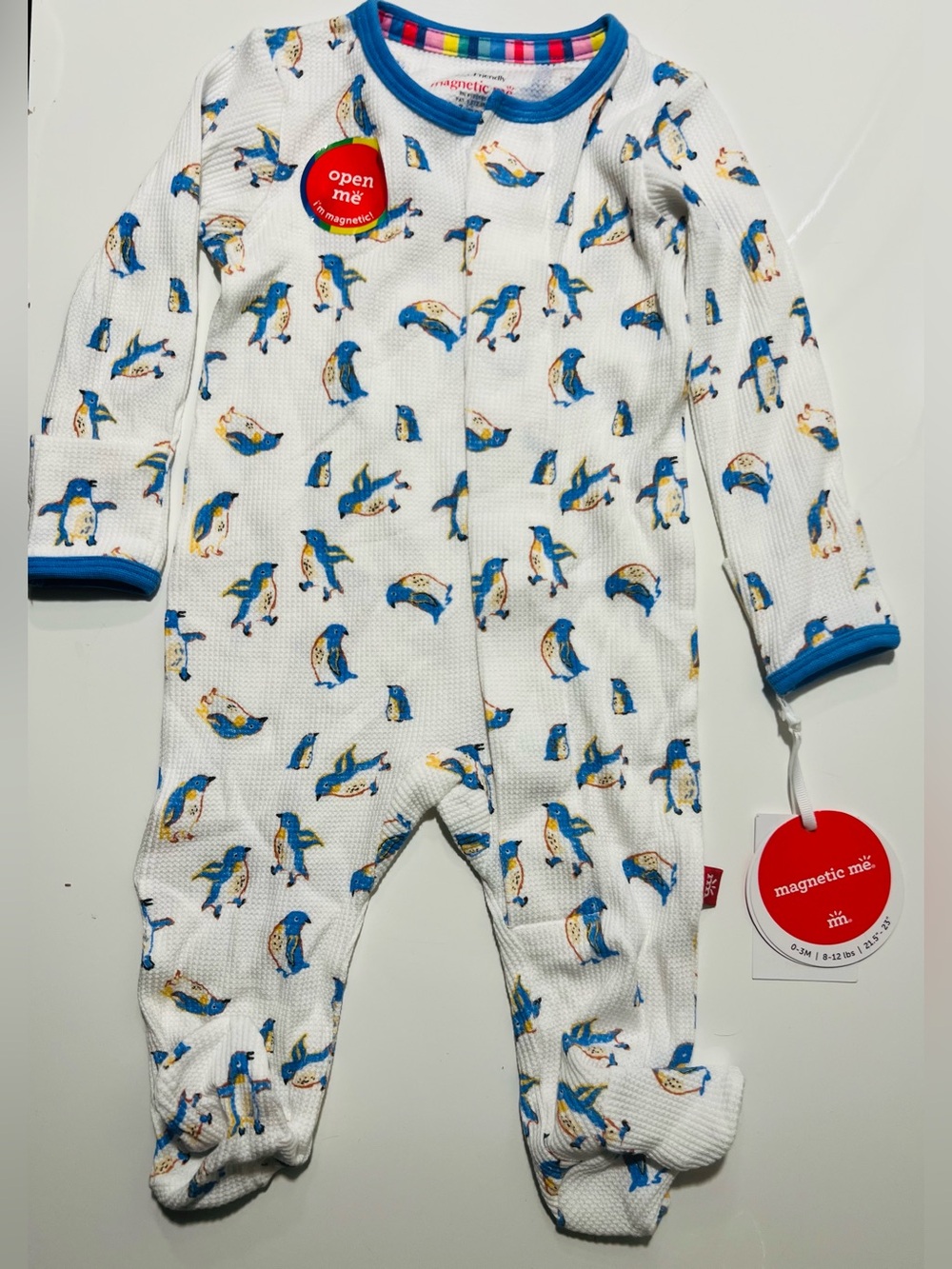 Magnetic Me Penguin Pop Waffle Footie  - Size 0/3 Months